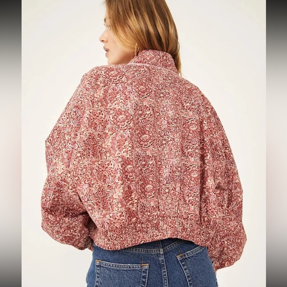 Free People Rosalina Tie‎ Front Jacket Barbie Core Cropped Paisley Mocha Convo M - Picture 8 of 16